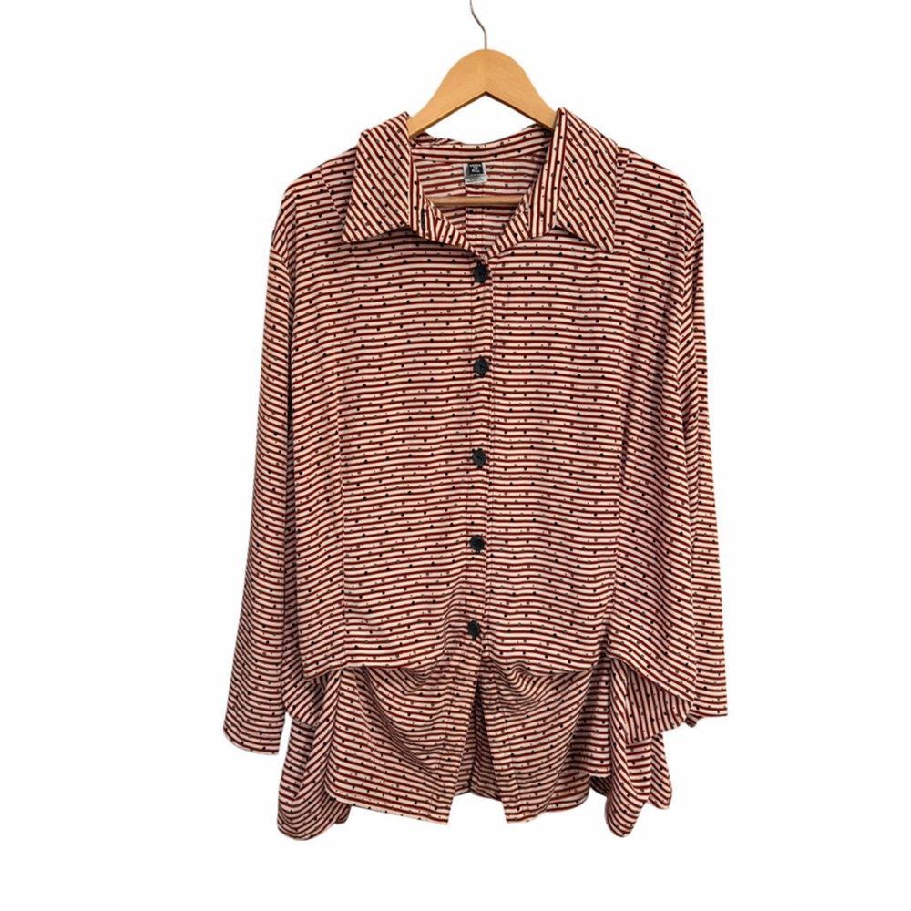 Dress To Kill Blouse Polka Dot Stripe Peplum Lagenlook Flowy Top OS USA